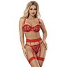 Sexy Lingerie Set SUBBLIME 954321 Herz Druck BH + Thong + Strapsgürtel
