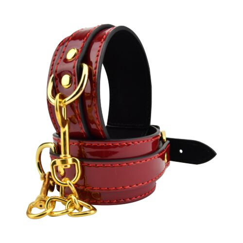 Fesseln Bound to Please Red Ankle Cuffs mit goldenen Details