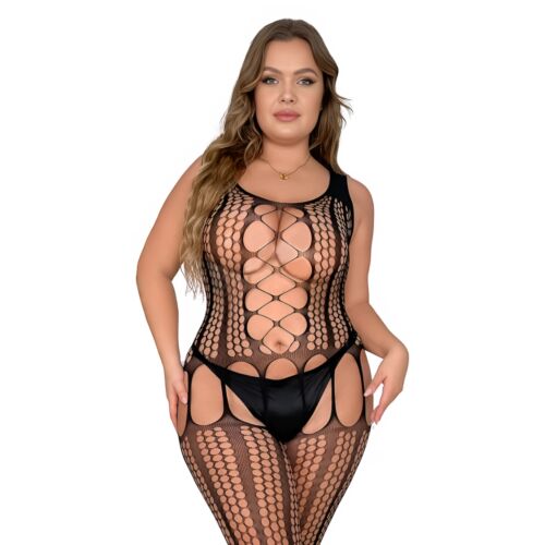 Bodystocking Lace Plus Size mit Schnürung