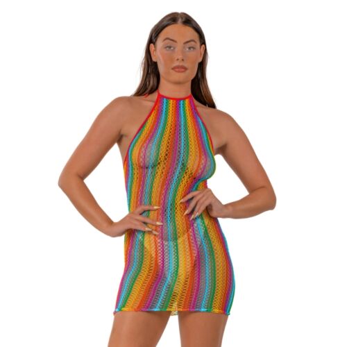 Sexy Lingerie Lace Rainbow Halter Neck Dress mit offener Rückseite