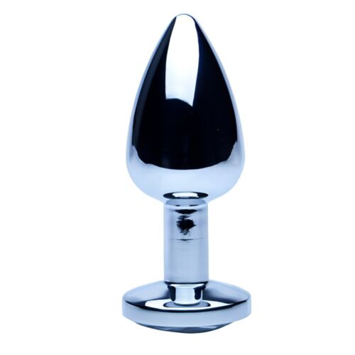 Buttplug Precious Metals Silver Klein mit Schmuckstein