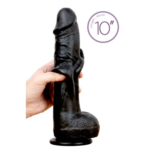 Dildo S Pleasures Realistic RICARDO 10" Black mit realistischer Anatomie