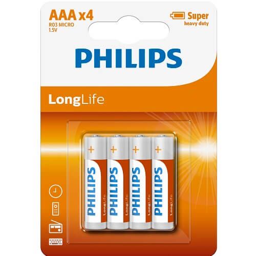 AAA Batterien Philips 4er Pack mit hoher Lebensdauer