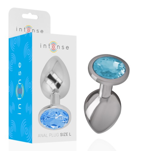 Analplug INTENSE Aluminium Metall mit blauem Kristall