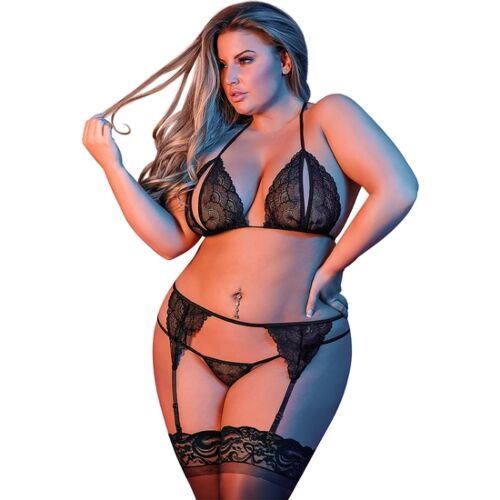 Dessous BRA GARTER & G-SET BLACK L/XL mit verführerischem Design