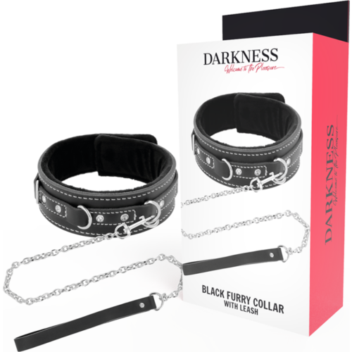 Bondage Halsband DARKNESS mit Leine und gepolstertem Design