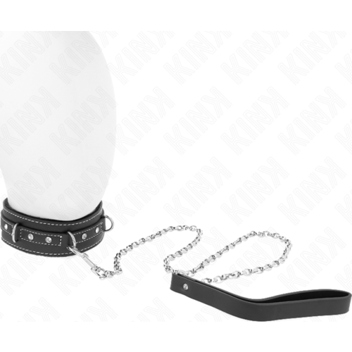 Halsband KINK mit 105 cm Leder und Strass-Details