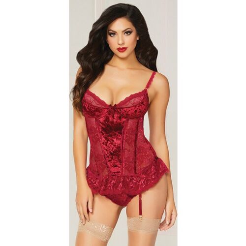 Lingerie Set 2PC Herzförmiger Ausschnitt Wein M