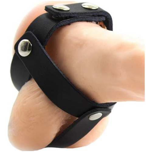 Correa para pene OHMAMA FETISH mit Lederhülle für Hoden