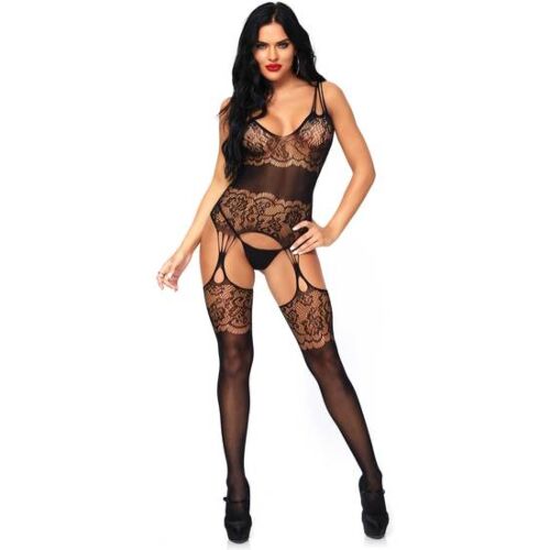 Leg Avenue Riemchen Rose Bodystocking eine Größe