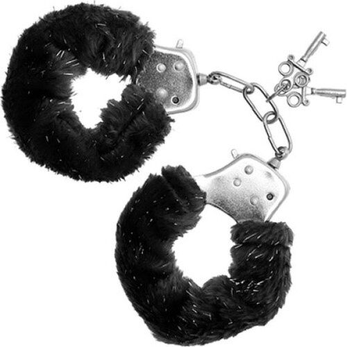 Handschellen S Pleasures Furry Cuffs Black mit Plüschüberzug