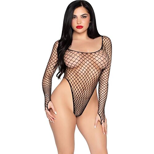 Bodysuit Leg Avenue 89377 mit hohem Schnitt und elastischem Netz