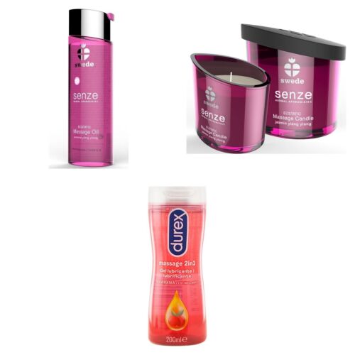Erotisches Massage-Set mit Öl, Kerze und 2-in-1-Gel