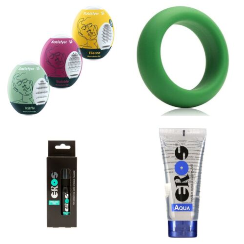 Männer-Set mit Satisfyer Masturbator-Eiern, Ring und Verzögerungsspray