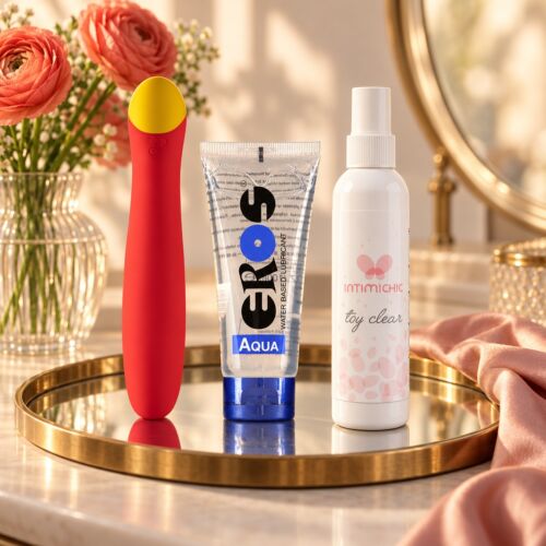 G-Punkt-Set mit Vibrator ROMP Hype und Gleitgel – Stimmungsbild (KI-generiertes Bild)