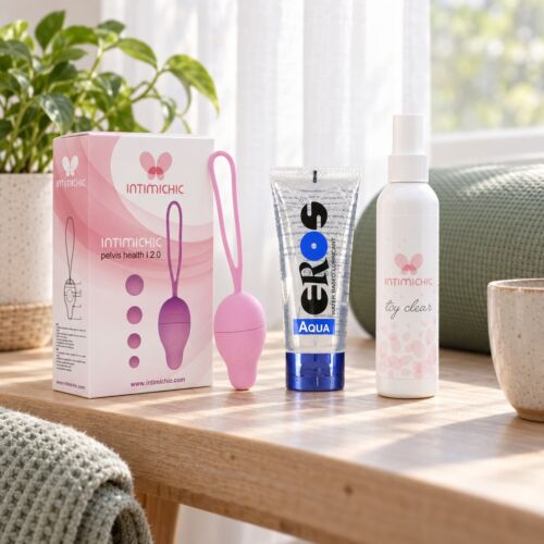 Beckenboden-Set mit Kegel-Kugeln und steigendem Gewicht – Stimmungsbild (KI-generiertes Bild)