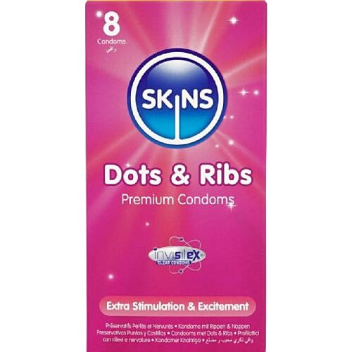 Kondome SKINS Dots & Ribs 8er-Pack mit Textur