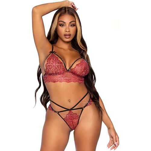 Lingerie Set Leg Avenue 81623 mit strappy Design und Glitzer