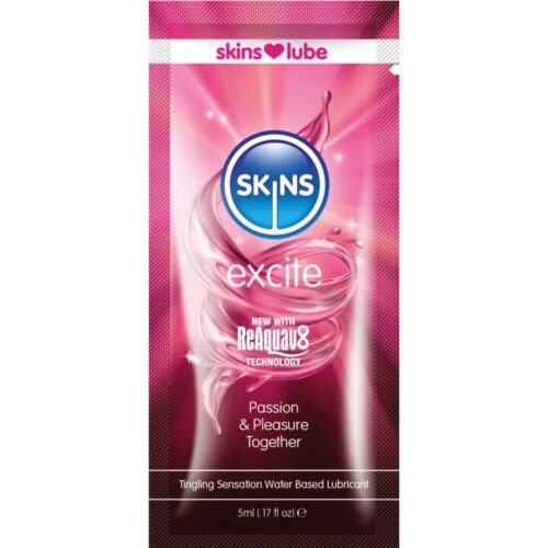 Gleitmittel SKINS Excite Wasserbasis 5 ml mit erregendem Effekt