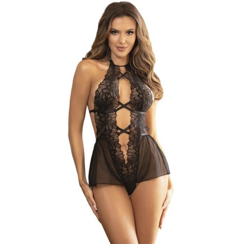 Teddy SUBBLIME BODIES Halter Neck Spitze Schwarz S/M