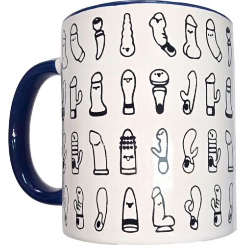 Lustige Tasse Diablo Picante mit Vibrator-Motiven 370 ml