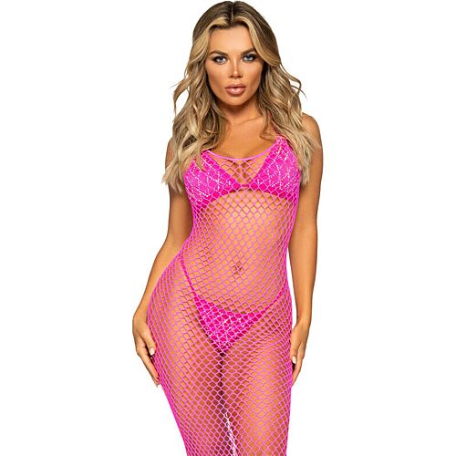 Langes Netzkleid von Leg Avenue mit offenem Rücken