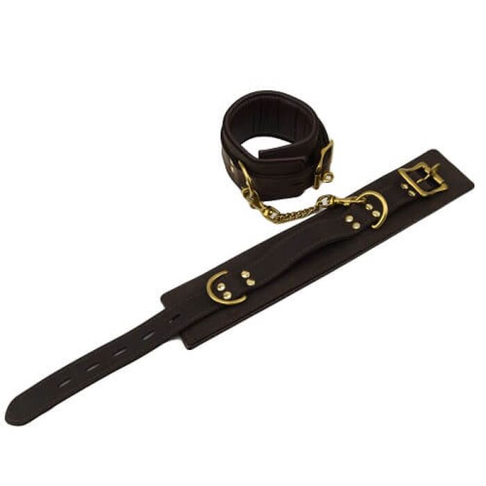 Fesseln Bound Nubuck Leder 45 cm | Nackenring und D-Ringe Fesseln Bound Nubuck Leder 45 cm | Nackenring und D-Ringe