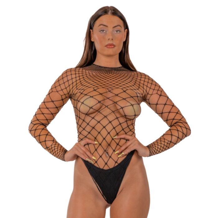 Bodysuit Lace Fence Net mit langen Ärmeln Bodysuit Lace Fence Net mit langen Ärmeln