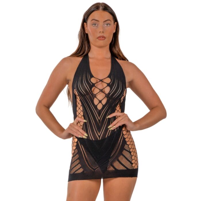 Sexy Unterwäsche Lace Halter Neck Dress mit Schnürdetails Sexy Unterwäsche Lace Halter Neck Dress mit Schnürdetails