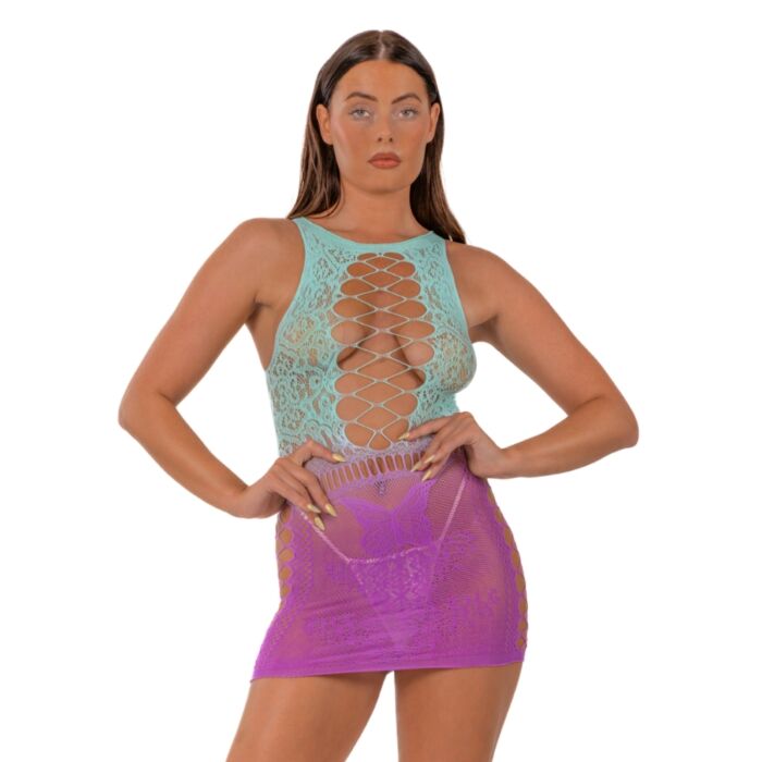 Babydoll Lace Ombre mit faux Schnürdetails Babydoll Lace Ombre mit faux Schnürdetails
