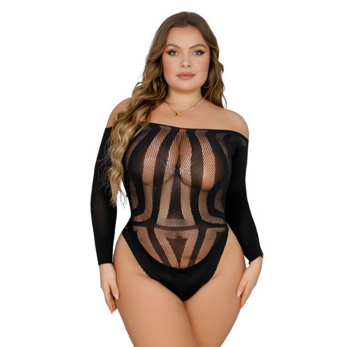 Bodysuit Lace Plus Size mit langen Ärmeln und offenem Rücken Bodysuit Lace Plus Size mit langen Ärmeln und offenem Rücken