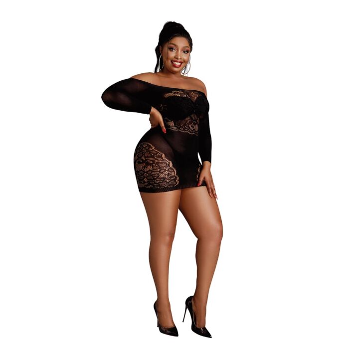 Moonlight Off the Shoulder Black Mini Dress Plus Size Moonlight Off the Shoulder Black Mini Dress Plus Size