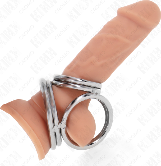 Anillo Penis KINK Triple Metall 3,8-5 cm mit Kette