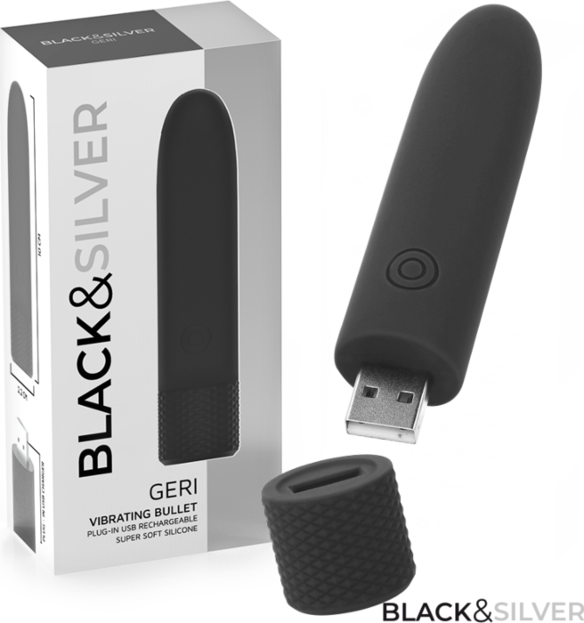 Bullet Vibrator BLACK&SILVER GERI 10 x 2,2 cm Bullet Vibrator BLACK&SILVER GERI 10 x 2,2 cm