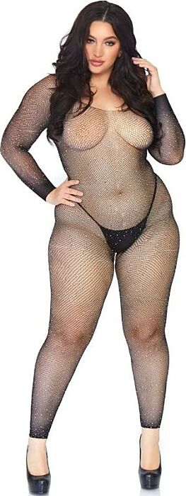 Netz-Bodystocking Leg Avenue mit Strass 1X-2X Netz-Bodystocking Leg Avenue mit Strass 1X-2X
