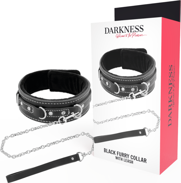Bondage Halsband DARKNESS mit Leine und gepolstertem Design