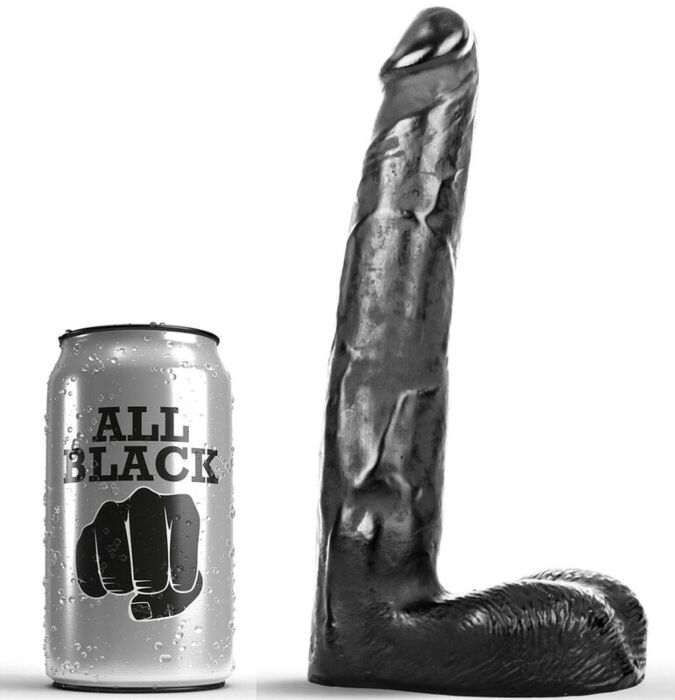 Dildo ALL BLACK 21 cm mit realistischer Textur