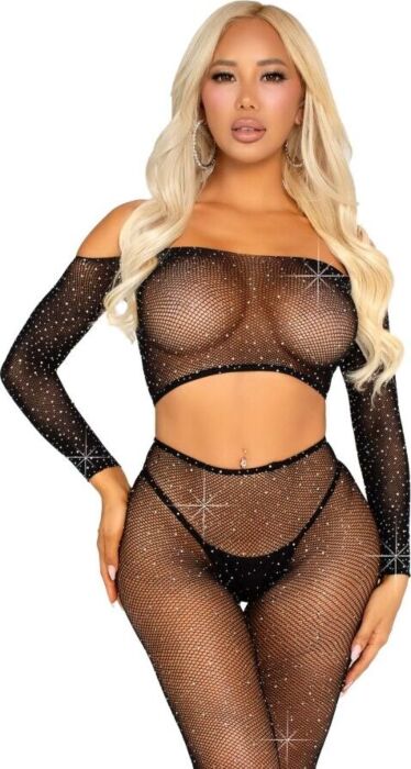 Crop Top & Legging Leg Avenue Glamour Schwarz Crop Top & Legging Leg Avenue Glamour Schwarz