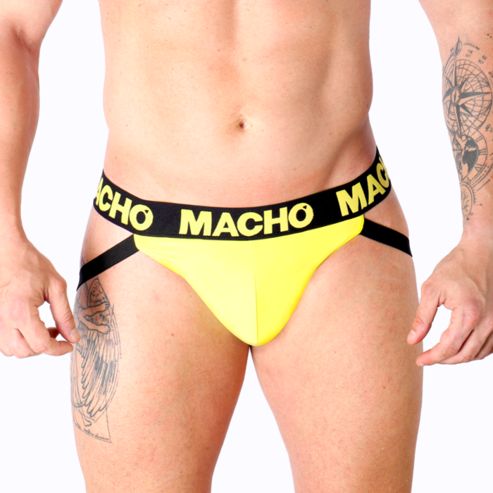 Jockstrap MACHO MX25A Gelb Lycra mit offenem Rücken Jockstrap MACHO MX25A Gelb Lycra mit offenem Rücken