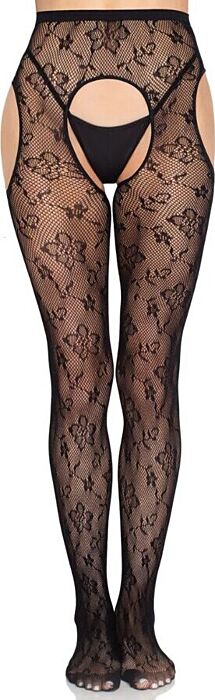 Medias Leg Avenue 1967 mit floralen Mustern und Offener Schritt