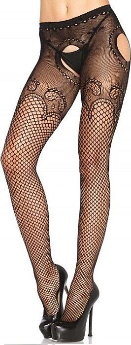 Leg schlüpfer Allee im eleganten schwarzen bestickten Netzwerk Leg schlüpfer Allee im eleganten schwarzen bestickten Netzwerk