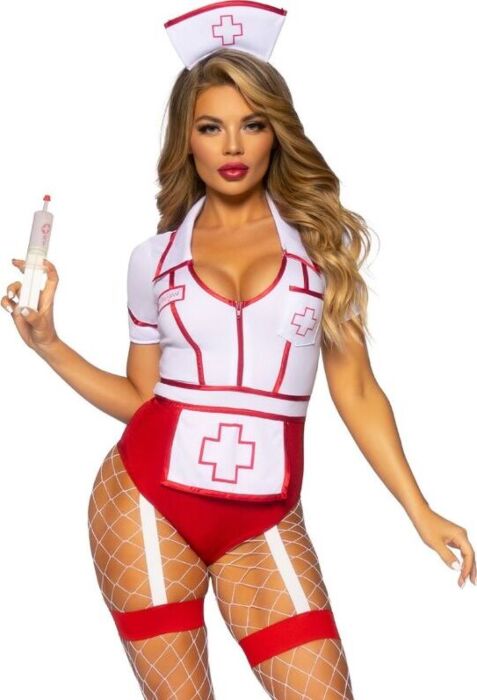 Krankenschwesterkostüm LEG AVENUE COSTUMES Rot-Weiß S