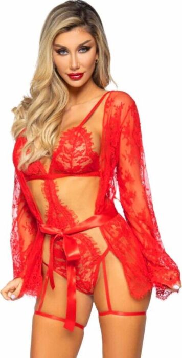 Lingerie Set Leg Avenue 86123 Rot Transparent
