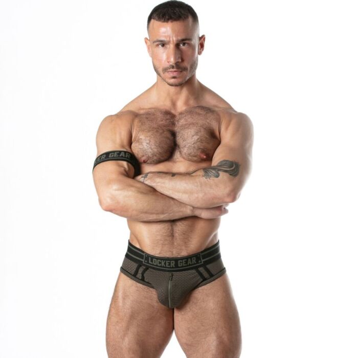 LOCKER GEAR - SPORT MESH JOCK BRIEF KHAKI XL LOCKER GEAR - SPORT MESH JOCK BRIEF KHAKI XL