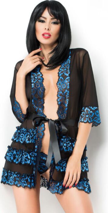 Pegnoir Chilirose CR 3837 Eleganz in Blau Schwarz