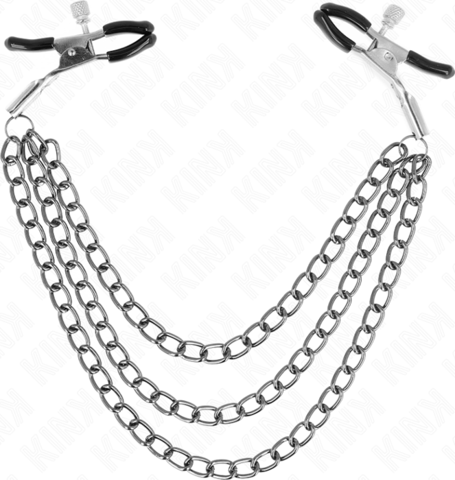 Pinzen für Brustwarzen KINK Triple Chain Schwarz