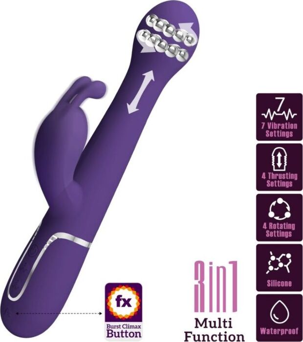 PRETTY LOVE - DEJON VIBRADOR RABBIT 3 EN 1 MULTIFUNCIÓN MOR