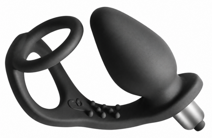 Prostata-Vibrator ROCKS-OFF RO-ZEN mit Doppelring, 7 Geschwindigkeiten, Onyxschwarz