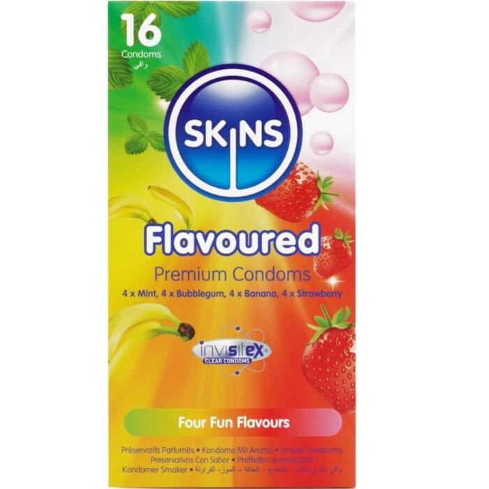 Kondome SKINS Multi-Flavors Pack 16 mit 4 Geschmäckern Kondome SKINS Multi-Flavors Pack 16 mit 4 Geschmäckern