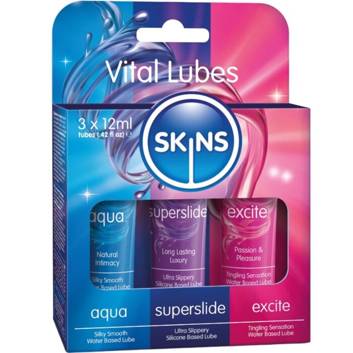 Gleitmittel Kits SKINS VITAL LUBES KIT AQUA, SUPERSLIDE & EXCITE Gleitmittel Kits SKINS VITAL LUBES KIT AQUA, SUPERSLIDE & EXCITE